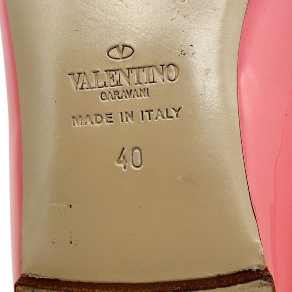 Valentino Garavani Rockstud Ballet Flat Shoes Pink Patent Leather Size 40 US 10 - Picture 12 of 15
